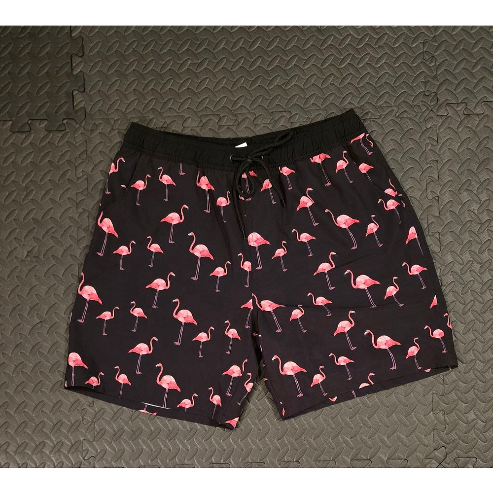 Men's Unbranded Shorts Size XXL Black with Pink Flamingos